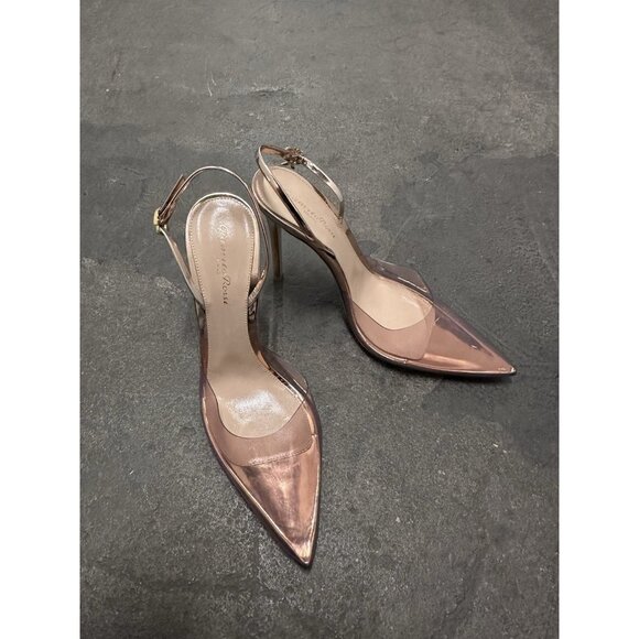 Gianvito Rossi Ribbon D'orsay Heels Peach Metallic Transparent - Picture 4 of 7